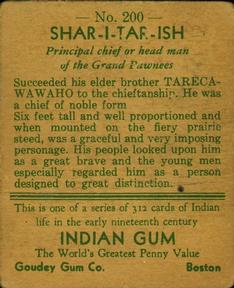 1933-40 Goudey Indian Gum (R73) #200 Shar-I-Tar-Ish Back
