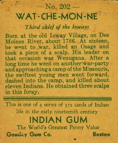 1933-40 Goudey Indian Gum (R73) #202 Wat-Che-Mon-Ne Back