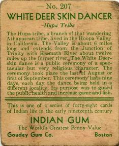 1933-40 Goudey Indian Gum (R73) #207 White Deer Skin Dancer Back