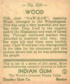 1933-40 Goudey Indian Gum (R73) #210 Wood Back