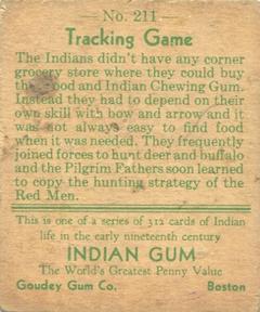1933-40 Goudey Indian Gum (R73) #211 Tracking Game Back