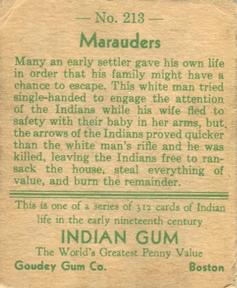 1933-40 Goudey Indian Gum (R73) #213 Marauders Back