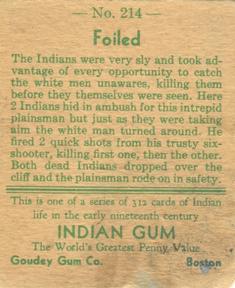 1933-40 Goudey Indian Gum (R73) #214 Foiled Back