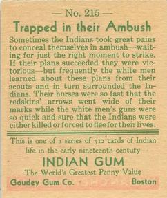 1933-40 Goudey Indian Gum (R73) #215 Trapped in their Ambush Back