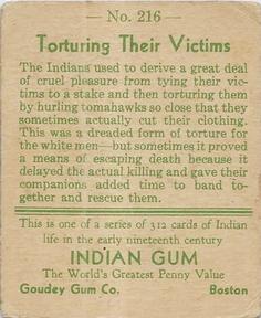 1933-40 Goudey Indian Gum (R73) #216 Torturing their Victims Back