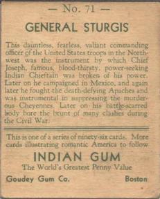 1933-40 Goudey Indian Gum (R73) #71 General Sturgis Back