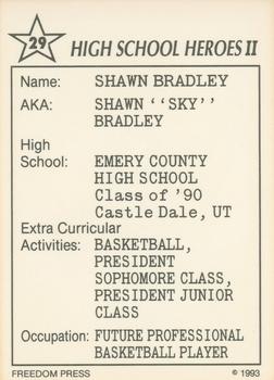 1993 Freedom Press High School Heroes Series II #29 Shawn Bradley Back
