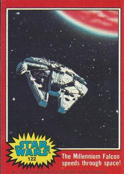1977 Topps Star Wars #122 The Millennium Falcon speeds through space! Front