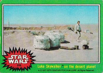 1977 Topps Star Wars #208 Luke Skywalker on the desert planet Front
