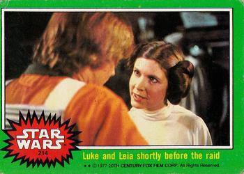 1977 Topps Star Wars #214 Luke and Leia shortly before the raid Front