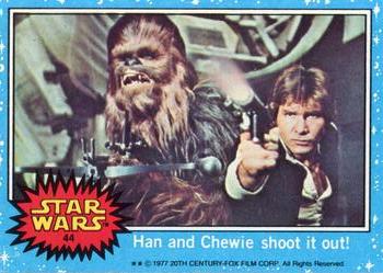 1977 Topps Star Wars #44 Han and Chewie shoot it out! Front