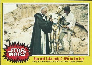 1977 Topps Star Wars #133 Ben and Luke help C-3PO to his feet Front