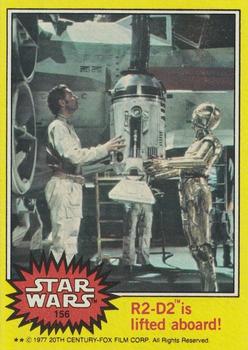 1977 Topps Star Wars #156 R2-D2 is lifted aboard! Front