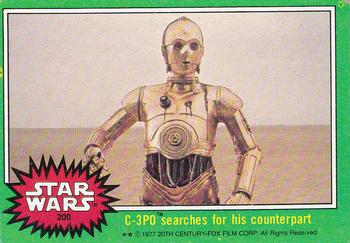 1977 Topps Star Wars #200 C-3PO searches for his counterpart Front