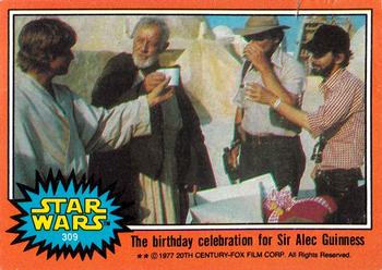 1977 Topps Star Wars #309 The birthday celebration for Sir Alec Guinness Front