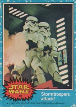 1977 Topps Star Wars #42 Stormtroopers attack! Front