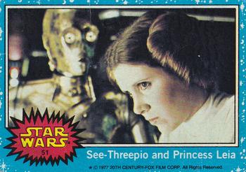 1977 Topps Star Wars #51 See-Threepio and Princess Leia Front