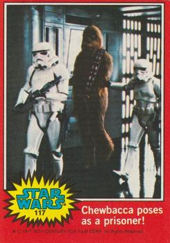1977 Topps Star Wars #117 Chewbacca poses as a prisoner! Front