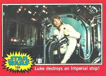 1977 Topps Star Wars #120 Luke destroys an Imperial ship! Front
