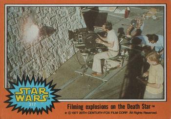 1977 Topps Star Wars #317 Filming explosions on the Death Star Front