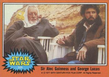 1977 Topps Star Wars #329 Sir Alec Guinness and George Lucas Front