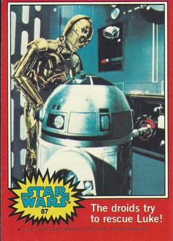 1977 Topps Star Wars #87 The droids try to rescue Luke! Front