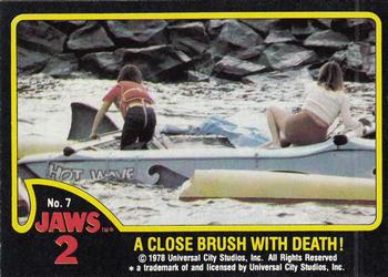 1978 Topps Jaws 2 #7 A Close Brush with Death! Front
