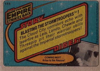 1980 Topps Star Wars: The Empire Strikes Back #111 Blasting the Stormtroopers! Back