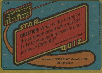 1980 Topps Star Wars: The Empire Strikes Back #193 Corridors of Bespin Back