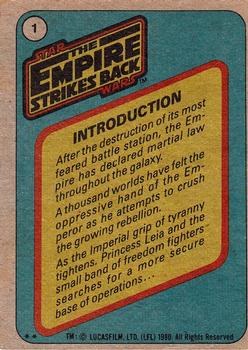 1980 Topps Star Wars: The Empire Strikes Back #1 Title Card / Introduction Back