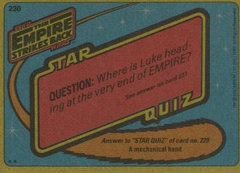 1980 Topps Star Wars: The Empire Strikes Back #230 Mynocks Outside?  Oh My! Back