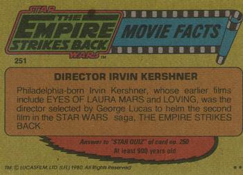1980 Topps Star Wars: The Empire Strikes Back #251 Director Irvin Kershner Back