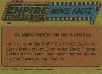 1980 Topps Star Wars: The Empire Strikes Back #256 Filming Vader in His Chamber Back