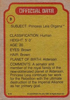 1980 Topps Star Wars: The Empire Strikes Back #3 Princess Leia Back