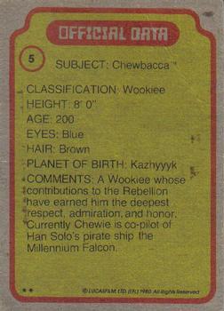 1980 Topps Star Wars: The Empire Strikes Back #5 Chewbacca Back