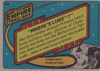 1980 Topps Star Wars: The Empire Strikes Back #14 Where's Luke? Back