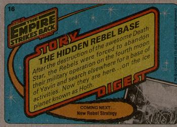 1980 Topps Star Wars: The Empire Strikes Back #16 The Hidden Rebel Base Back