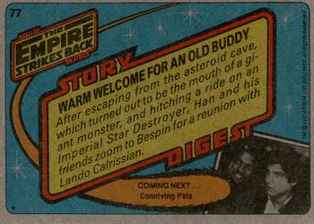1980 Topps Star Wars: The Empire Strikes Back #77 Warm Welcome for an Old Buddy Back
