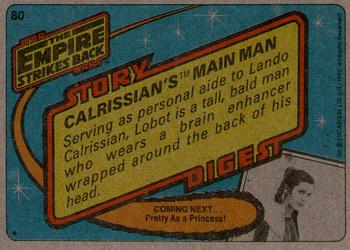 1980 Topps Star Wars: The Empire Strikes Back #80 Calrissian's Main Man Back
