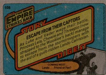 1980 Topps Star Wars: The Empire Strikes Back #108 Escape From Their Captors Back
