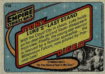1980 Topps Star Wars: The Empire Strikes Back #116 Luke's Last Stand Back