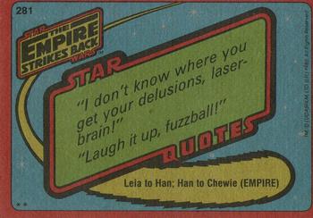 1980 Topps Star Wars: The Empire Strikes Back #281 Yoda Back