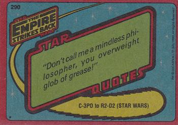 1980 Topps Star Wars: The Empire Strikes Back #290 Dodging Deadly Laserblasts! Back