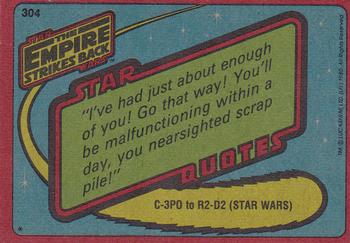 1980 Topps Star Wars: The Empire Strikes Back #304 Luke's Desperate Decision Back