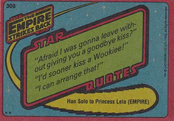 1980 Topps Star Wars: The Empire Strikes Back #308 The Wizard of Dagobah Back