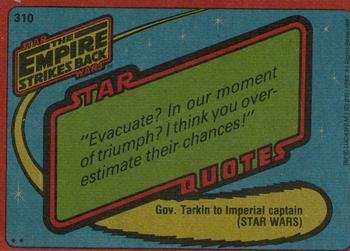 1980 Topps Star Wars: The Empire Strikes Back #310 Han on the Icy Wasteland Back