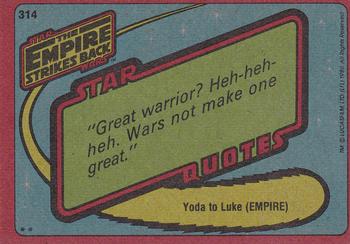 1980 Topps Star Wars: The Empire Strikes Back #314 The X-Wing Cockpit Back