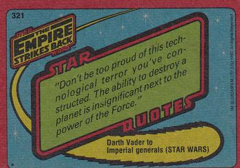 1980 Topps Star Wars: The Empire Strikes Back #321 Lando's Warm Reception Back