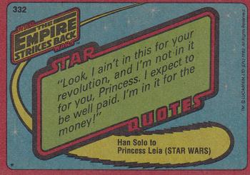 1980 Topps Star Wars: The Empire Strikes Back #332 The Warrior and the Jedi Master Back
