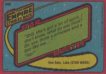 1980 Topps Star Wars: The Empire Strikes Back #339 Luke's Training Back